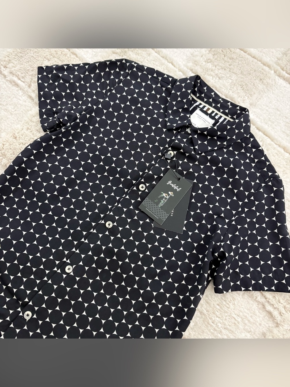 NWT Denim & Flower Black Short Sleeve Shirt Button Down Shirt 9/10 - Picture 3 of 11